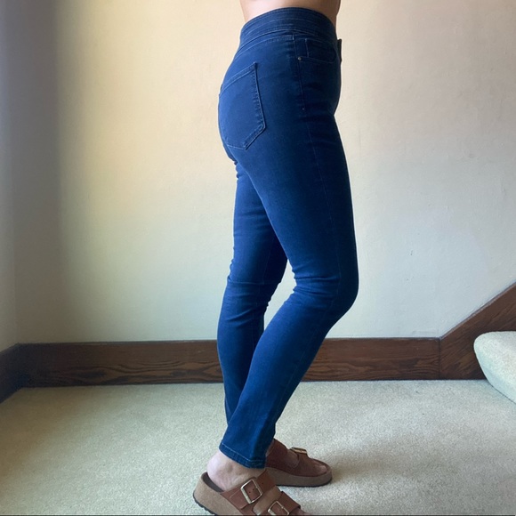 Ann Taylor factory dark blue denim high waisted band waist jeans women’s size 8 - Picture 2 of 8